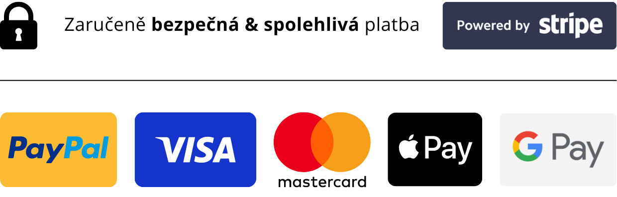 Zaručeně bezpečná platba – PayPal, Visa, Mastercard, Apple Pay, Google Pay